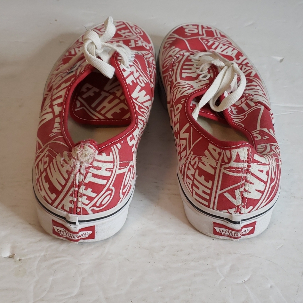 Vans Red & White Sneakers Size 8 - Picture 5 of 11